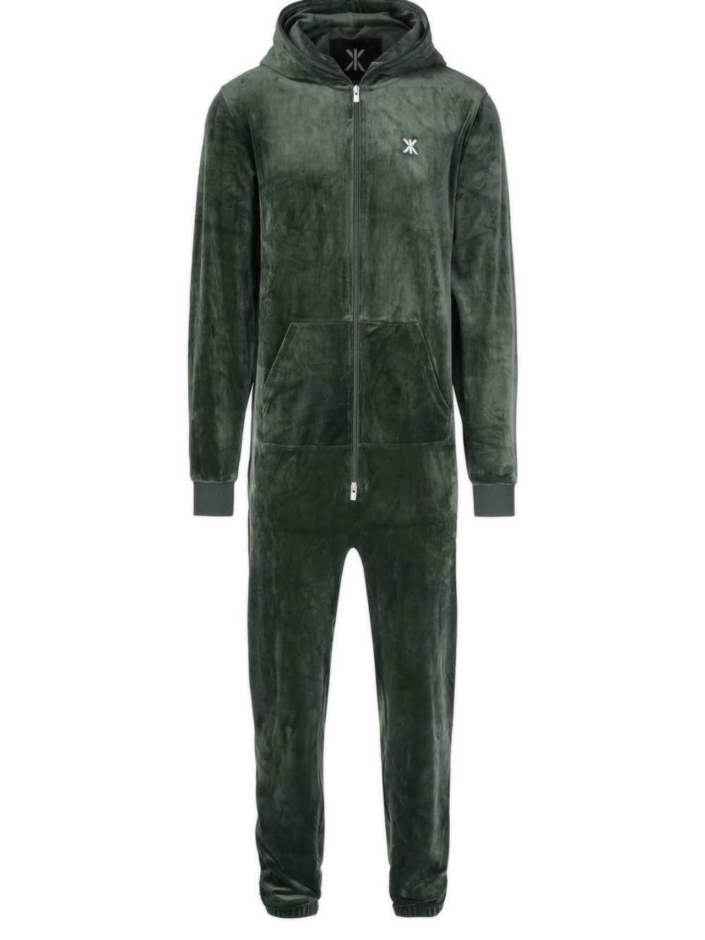 Onepiece Forest Green Original Velvet Hooded Jumpsuit